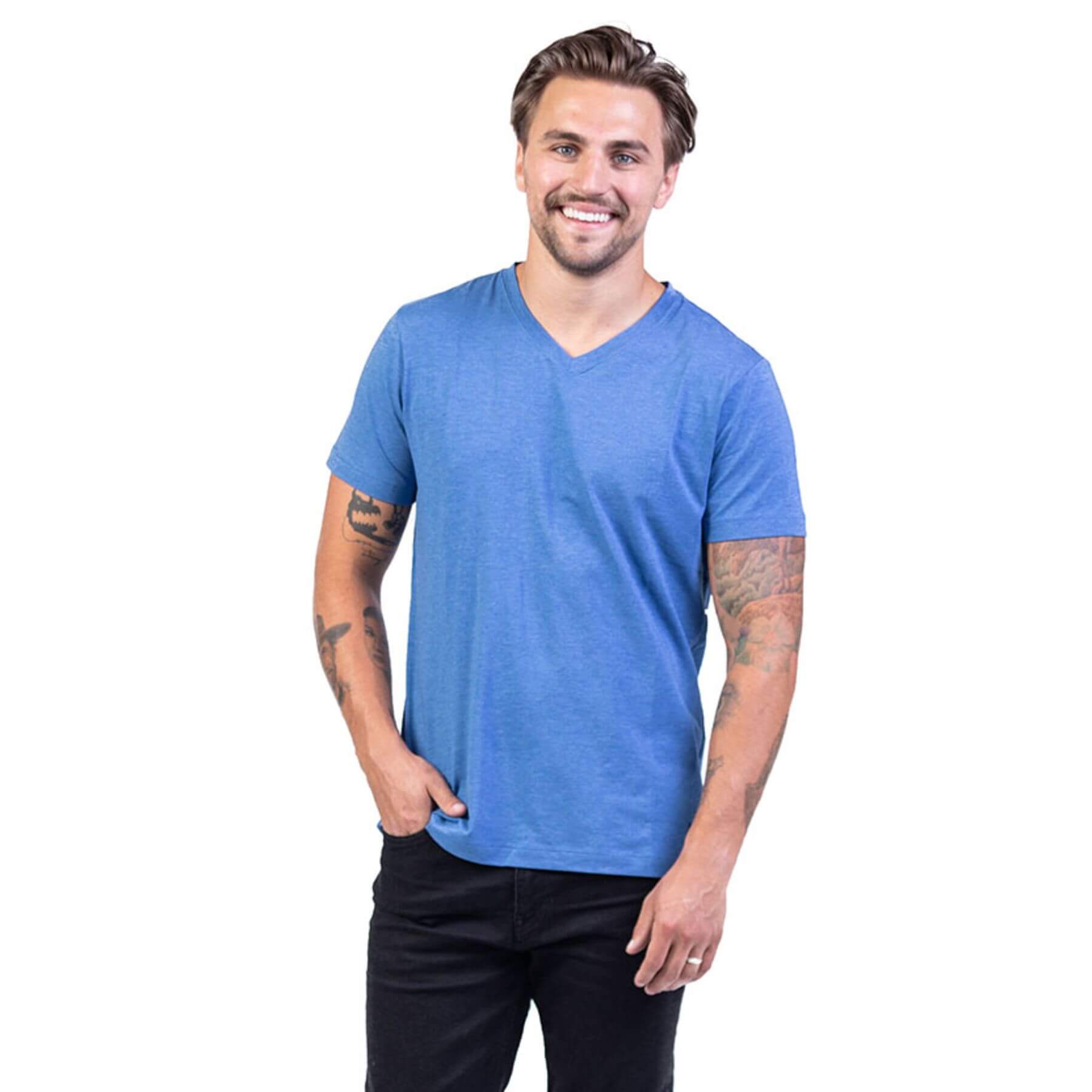 Standard V-Neck By Revtown | Blue Heather | Men's Size S
