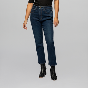 The model is 5'3" and 120 lbs. She sized up and is wearing a 27 for a more relaxed look. 